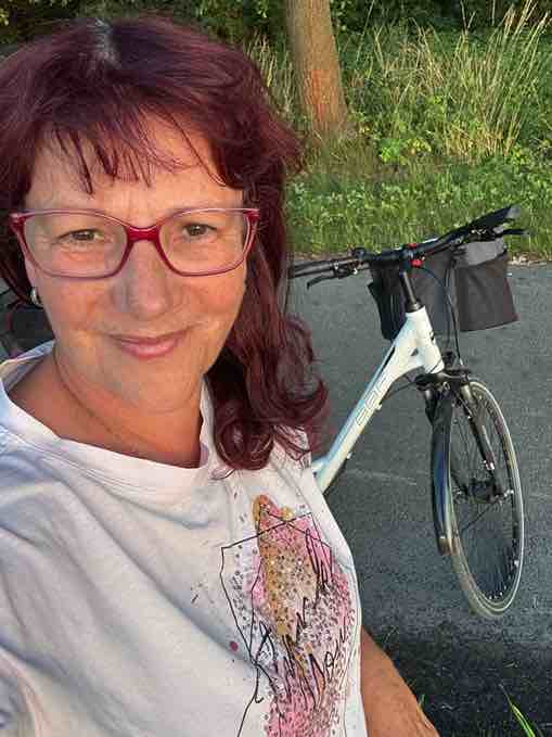 Petra Polk bei der Fahrradtour
